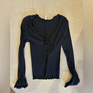 free people long sleeve black tee